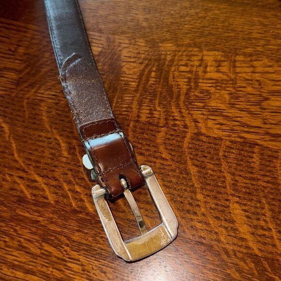 Vintage PGA Tour Men's Brown Top Grain Leather Belt Size 42 Silver Buckle - Picture 7 of 14